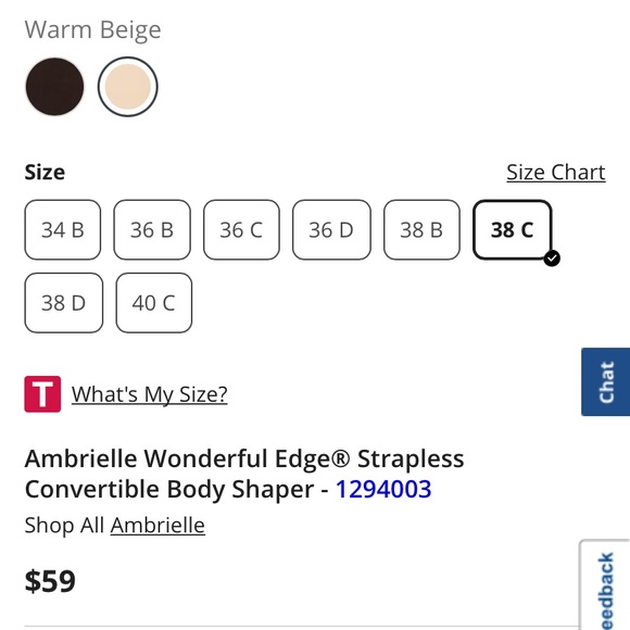 Ambrielle Strapless Bodybriefer 38C - Picture 2 of 3